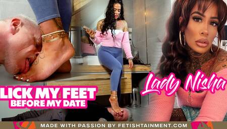 Lick my feet before I go on a date ( Foot Domination with Lady Nisha ) - 640p wmv
