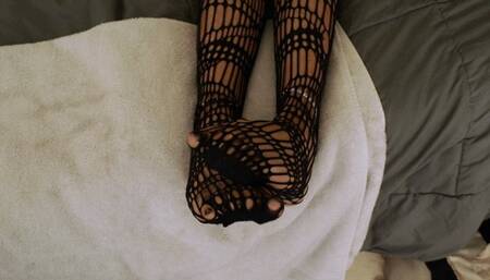 Fishnet foot tease pov 2