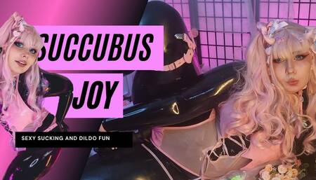 Dick Sucking Latex Succubus get Dildo Fucked