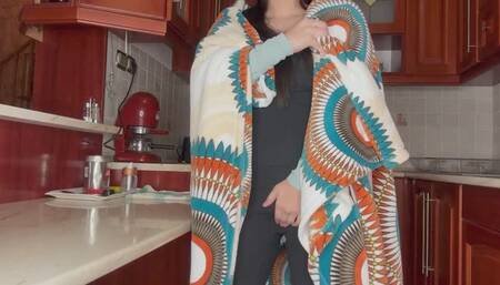 my step-sister makes tea in the kitchen, then she masturbates and has an orgasm