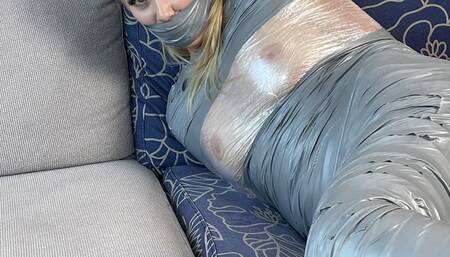 Lil Missy Mummified in cling film and tape (4K +BTS)