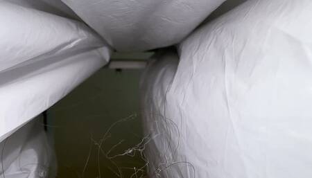 POV in Her Trash Can While She Does Her Makeup – 4K Close-Up with Hair, Pads & Trash