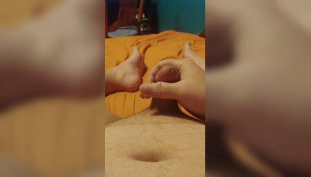 Chubby Guy Jerking His Little Dick