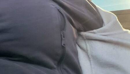 Bbw snacking in the car with belly out