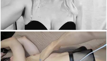 Hard core Tickling session with Mistress GospodaricaEmma while slave Wolfy01 is beiing bondaged in chains and also spanking him and doing foot worship