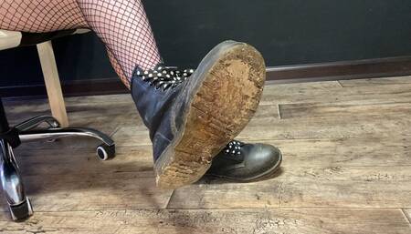 Slave's eating disgusting mud from My DrMartens boots and from the floor