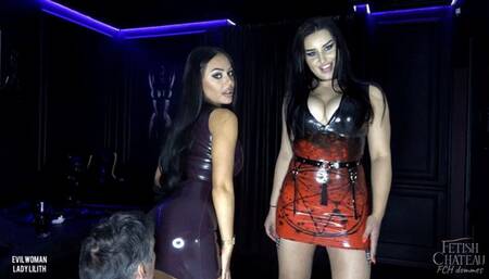 Latex teasing by 2 Goddesses in rubber dresses - [FHD MOV]