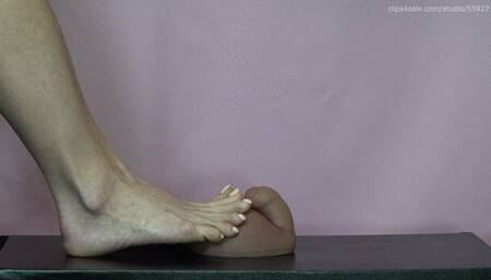 Long toes crushing big balls dildo
