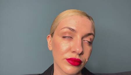 Hot blonde rolls her eyes