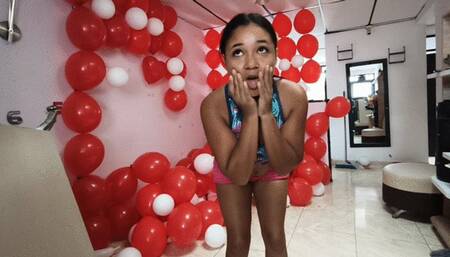 Popping balloons after Valentine's Day