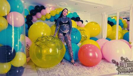 Caro pops a lot of Custom printed Balloons with her Fingernails 4K UHD Version