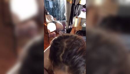 Sucking Her Cum off His Cock - Melody Strips, Oils Her Body, Sucks, and Swallows All the Cum!