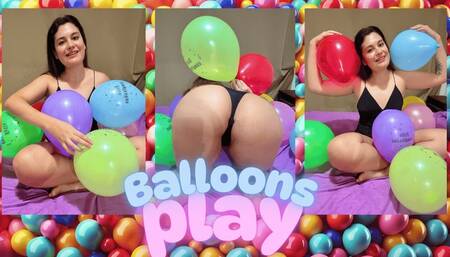 Playing, rubbing, sitting and popping balloons