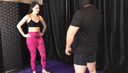 Hard yoga pants ballbusting by MissSadieXO Part 1