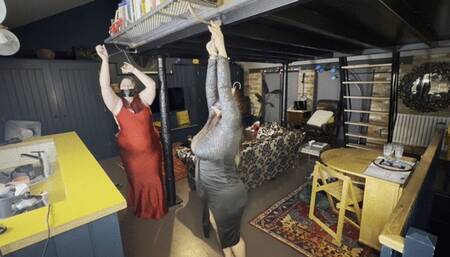 Lacey and RaRa - Damsels captured and cuffed (Bondage, Handcuffs, Tape Gag, Wrap gag, Gagged)