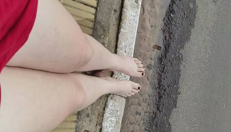 playing with my feet in public