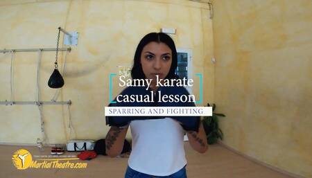 Samy casual karate lesson sparring and fighting