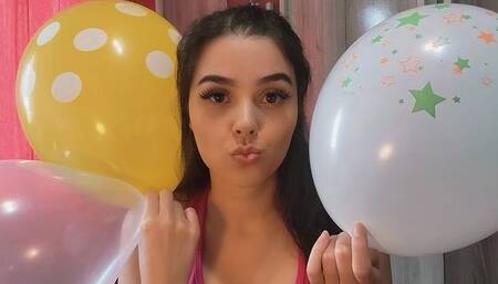 filling colorful balloons