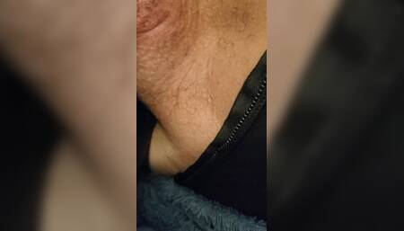 Ballgagged in Overall Catsuit. Cum with Plastic Hood