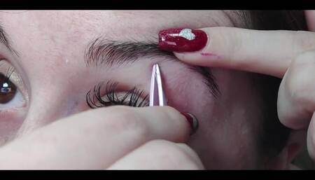 Tweezing My Eyebrows Close up