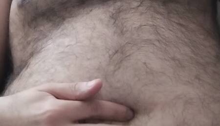 "Big Bear Smoke Tease – Hairy Belly & Chest Play"