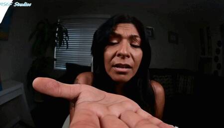 Valerie Lomax doesn't believe tiny Bob!! Giantess finger crush - MOV