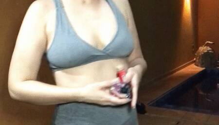 Cigarette after Gym - Sweaty in gym clothes