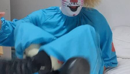 Clown undress and prostate massage with dildo