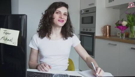 Pantyhose Feet Worship in the Office for Trans Goddess