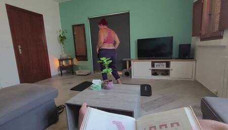 Cumming over me on yoga position