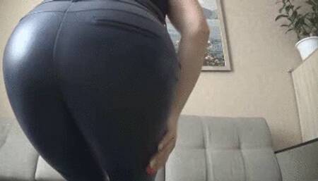 Hard humping leather pants and masturbate