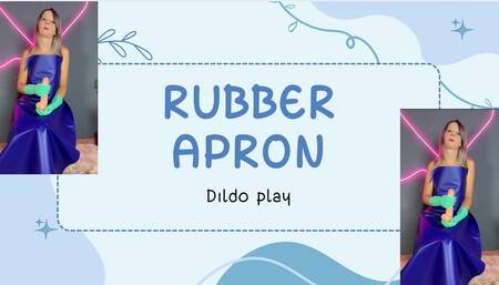 blue rubber apron and dildo