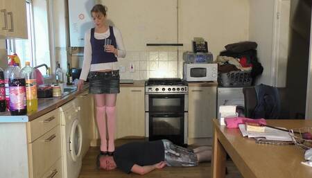 Chelsea's Heels Sticking In The Side Of Her Slaves Head & Face (4K)