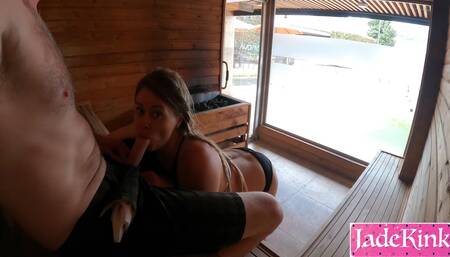 Got Caught While Sucking Stranger Dick Inside Public Sauna