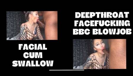 DEEPTHROAT ON A BIG BLACK COCK ending in MASSIVE FACIAL