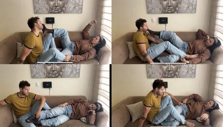 My Stepsis Cinicluu s sexy feet is the perfect chair specially when she wears her soft black pantyhose 4K