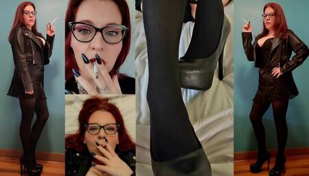 Lingerie and Leather Jacket