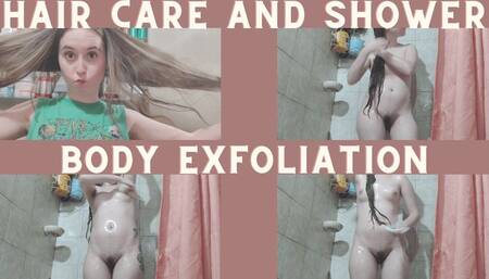 Hair care, shower and body scrub