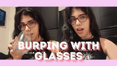 Drinking soda and burping with glasses