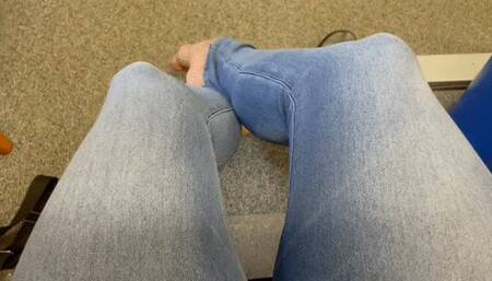 POV Stretch Jeans Calf Bounce and Muscle Worship Barefeet