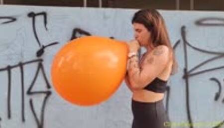 Maya Blows and Nail Pops a Chinese 16-Inch Balloon!