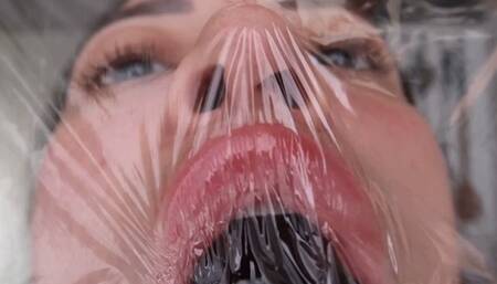 Moving my nose and breathing under the plastic as i feel my air go away