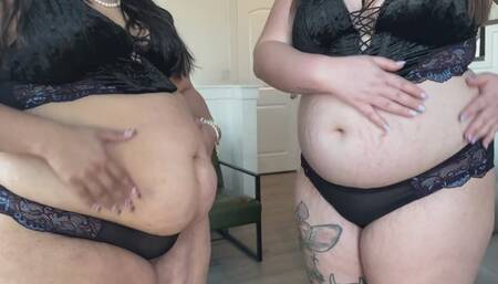 BBW Belly Play with Feeder and Feedee (720p)