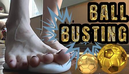 BALL BUSTING ANTI STRESS : Foot fetish - Barefooot - Red polish - Feetgirl - French feet - BDSM