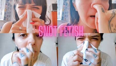 I blow my nose + I remove the snot