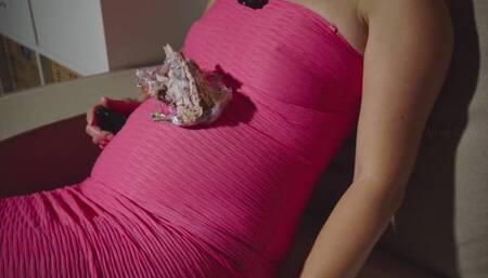 Stuffed to the Brim, Gassy, and Burping with a Chicken Skeleton on My Round Belly