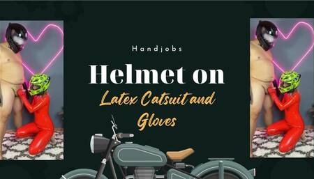 handjobs in latex catsuit and helmet