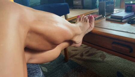 POV Barefoot Toes On Coffee Table