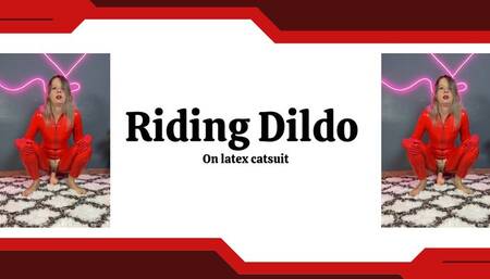 riding in latex catsuit