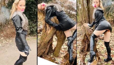 Smoking 2 eve 120 in Leather and fur in public